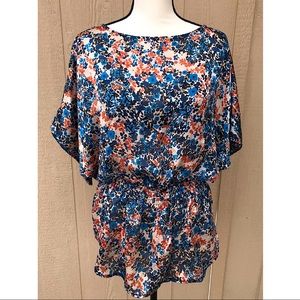 XHILARATION🌸 Women’s Floral Kimono Sleeve Blouse ~Size L